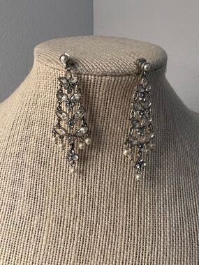 Vintage Monet Silver-Tone Filigree Chandelier Earrings
